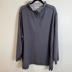 Tommy Bahama Reversible Quarter Zip Mens Gray Heather Textured Long Sleeve